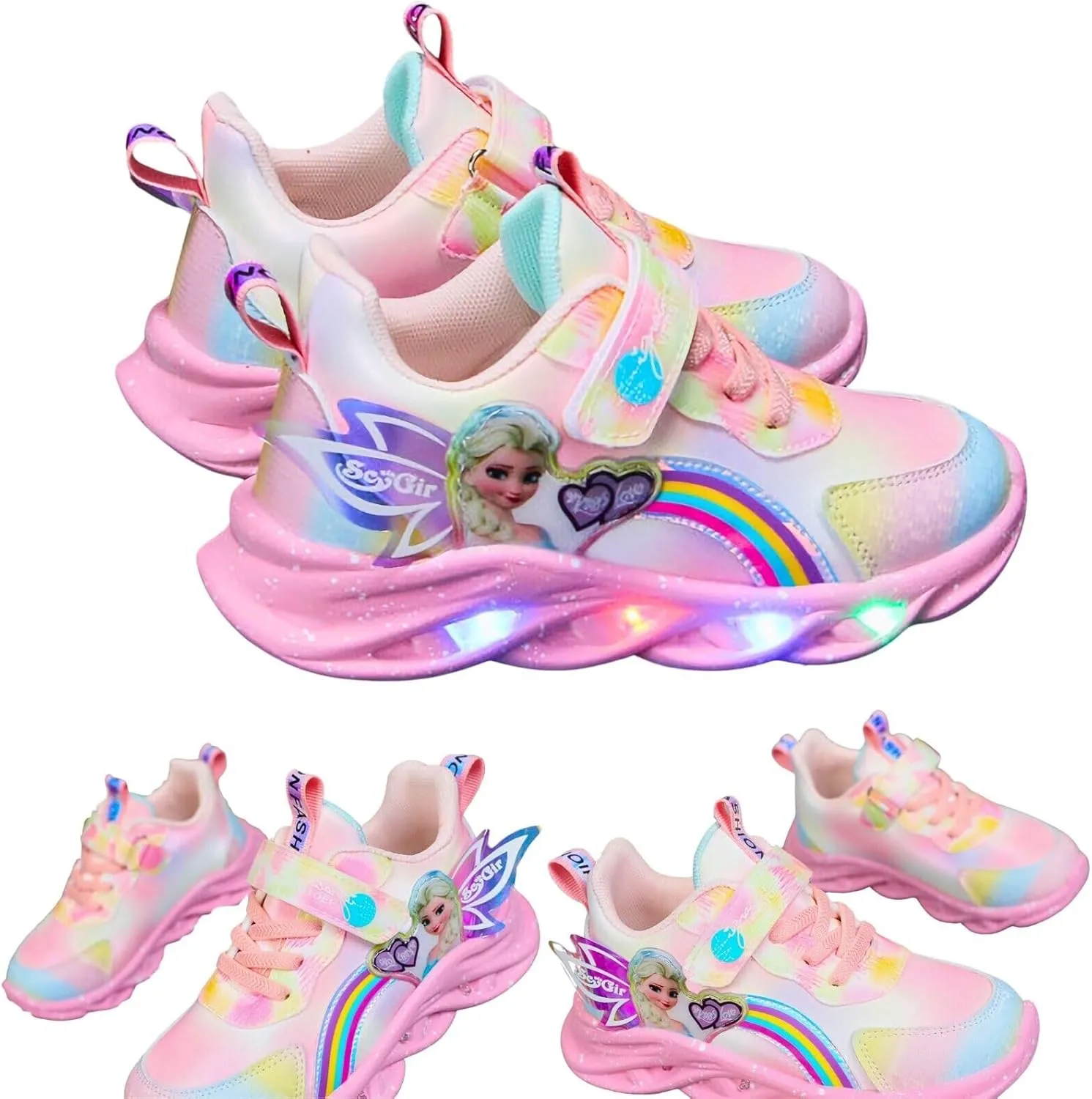 Princess Sneakers for Girls Light Up Shoes Zapatos para Niñas Baby Toddler Shoes Birthday Tenis para Niñas Xmas