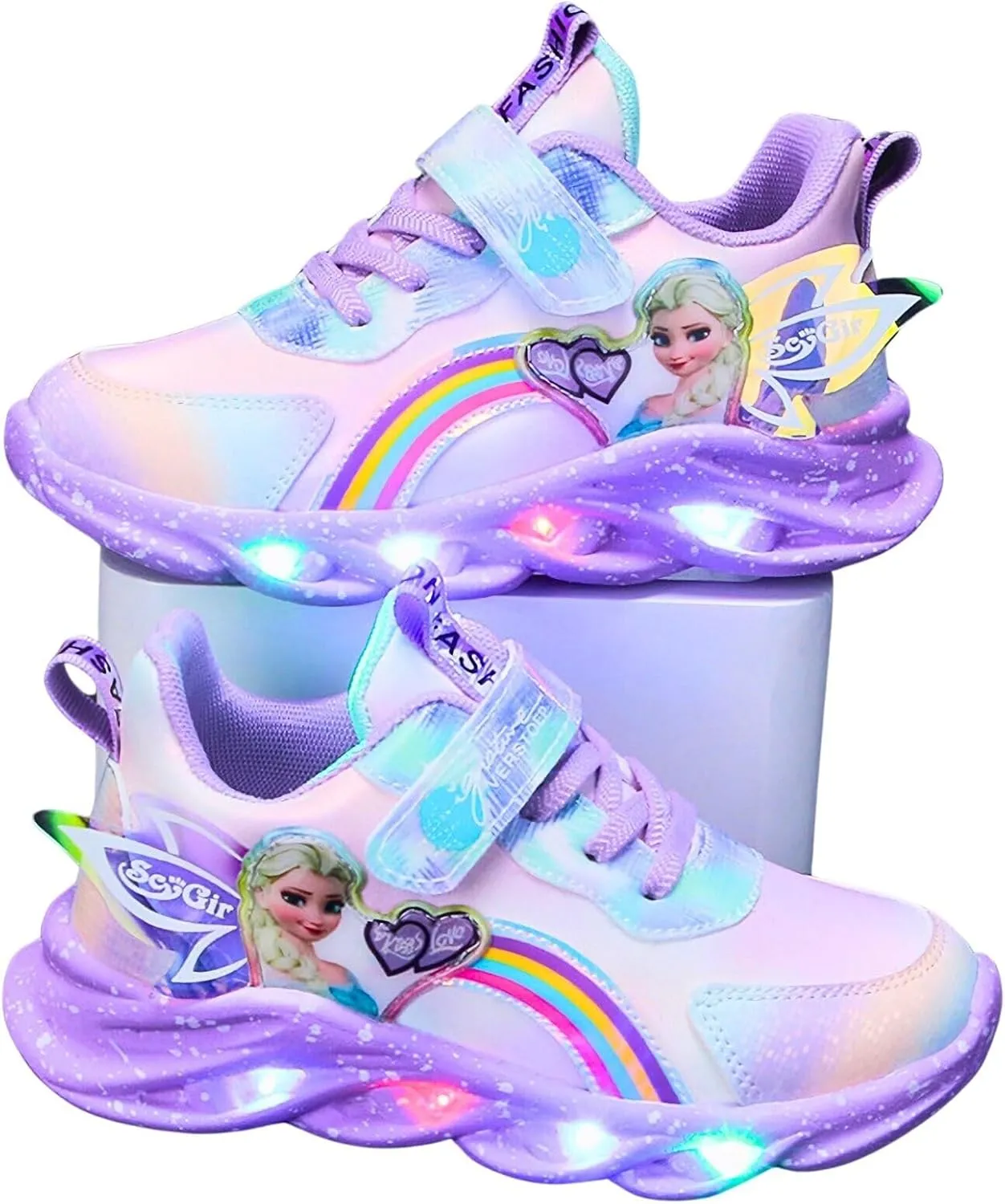 Princess Sneakers for Girls Light Up Shoes Zapatos para Niñas Baby Toddler Shoes Birthday Tenis para Niñas Xmas