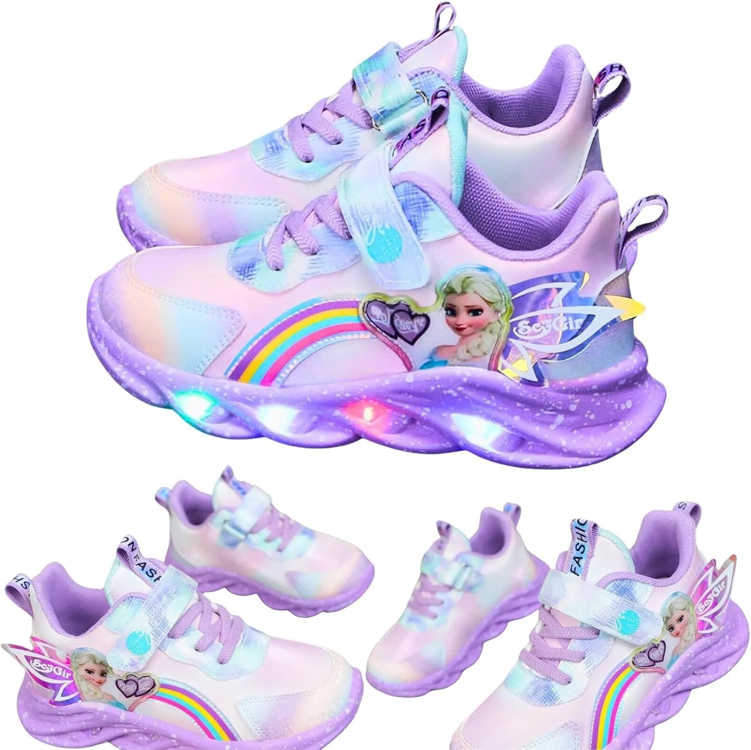 Princess Sneakers for Girls Light Up Shoes Zapatos para Niñas Baby Toddler Shoes Birthday Tenis para Niñas Xmas