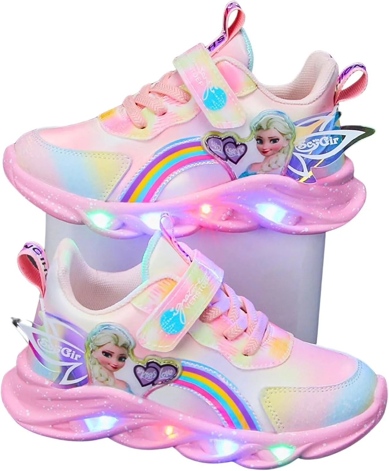 Princess Sneakers for Girls Light Up Shoes Zapatos para Niñas Baby Toddler Shoes Birthday Tenis para Niñas Xmas