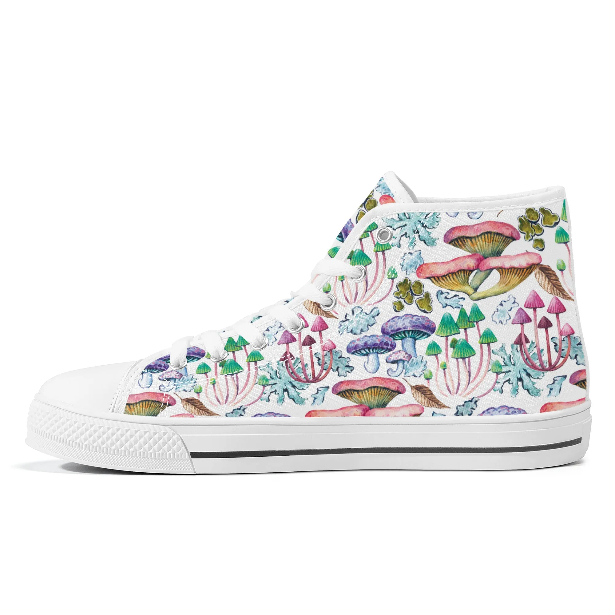 Psychedelic Mushroom Garden Converse Style High Tops