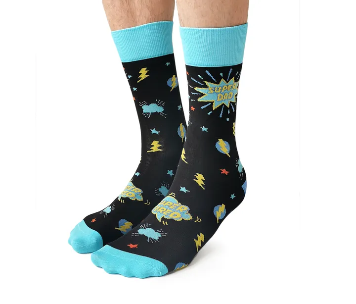 "Super Dad" Crew Socks by Uptown Sox - Large
