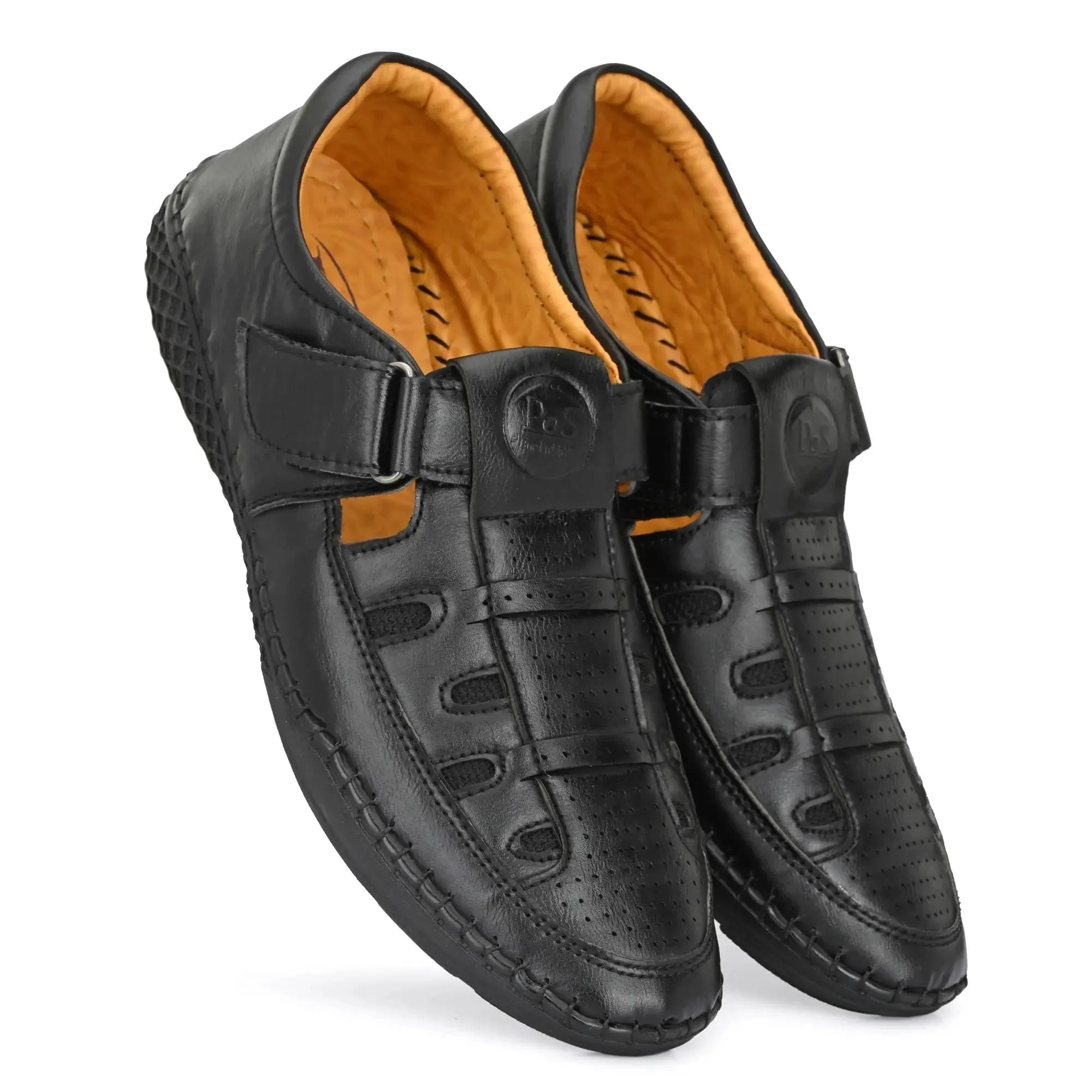Sandals - Men's Synthetic Leather Black Sandal