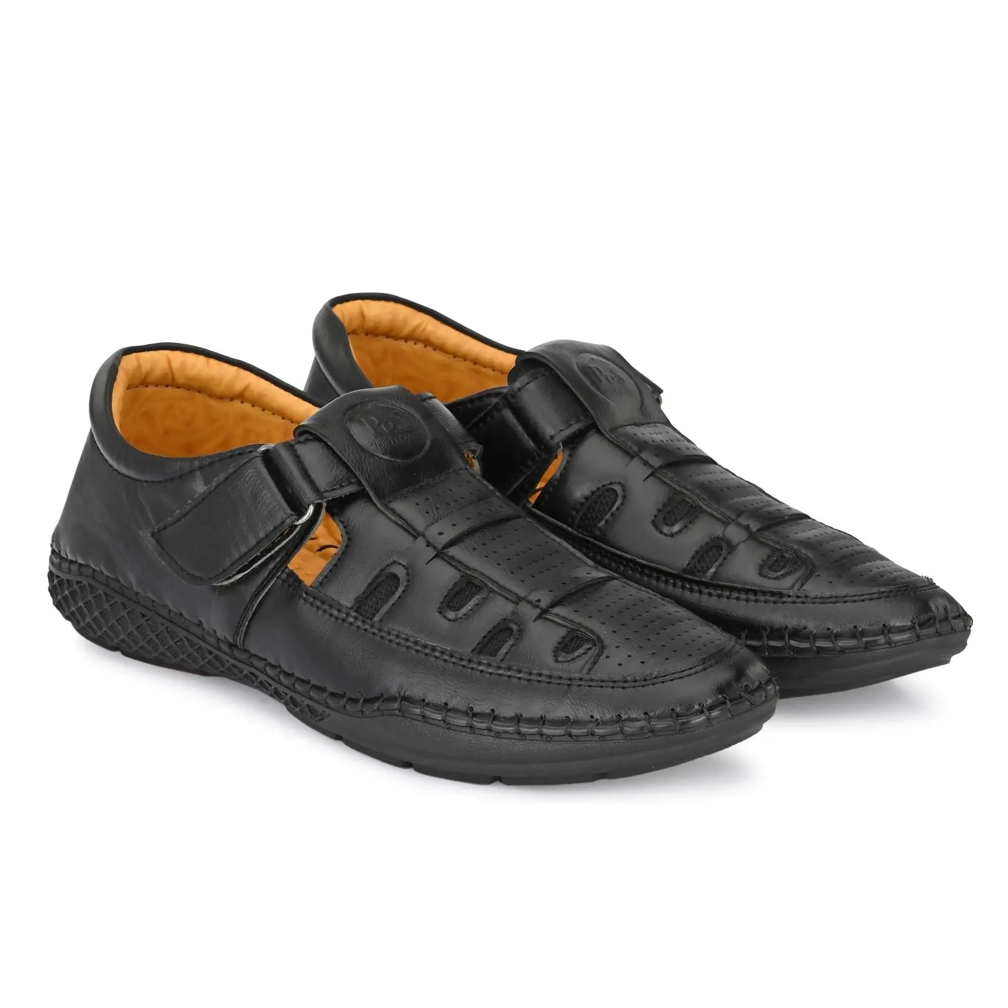 Sandals - Men's Synthetic Leather Black Sandal
