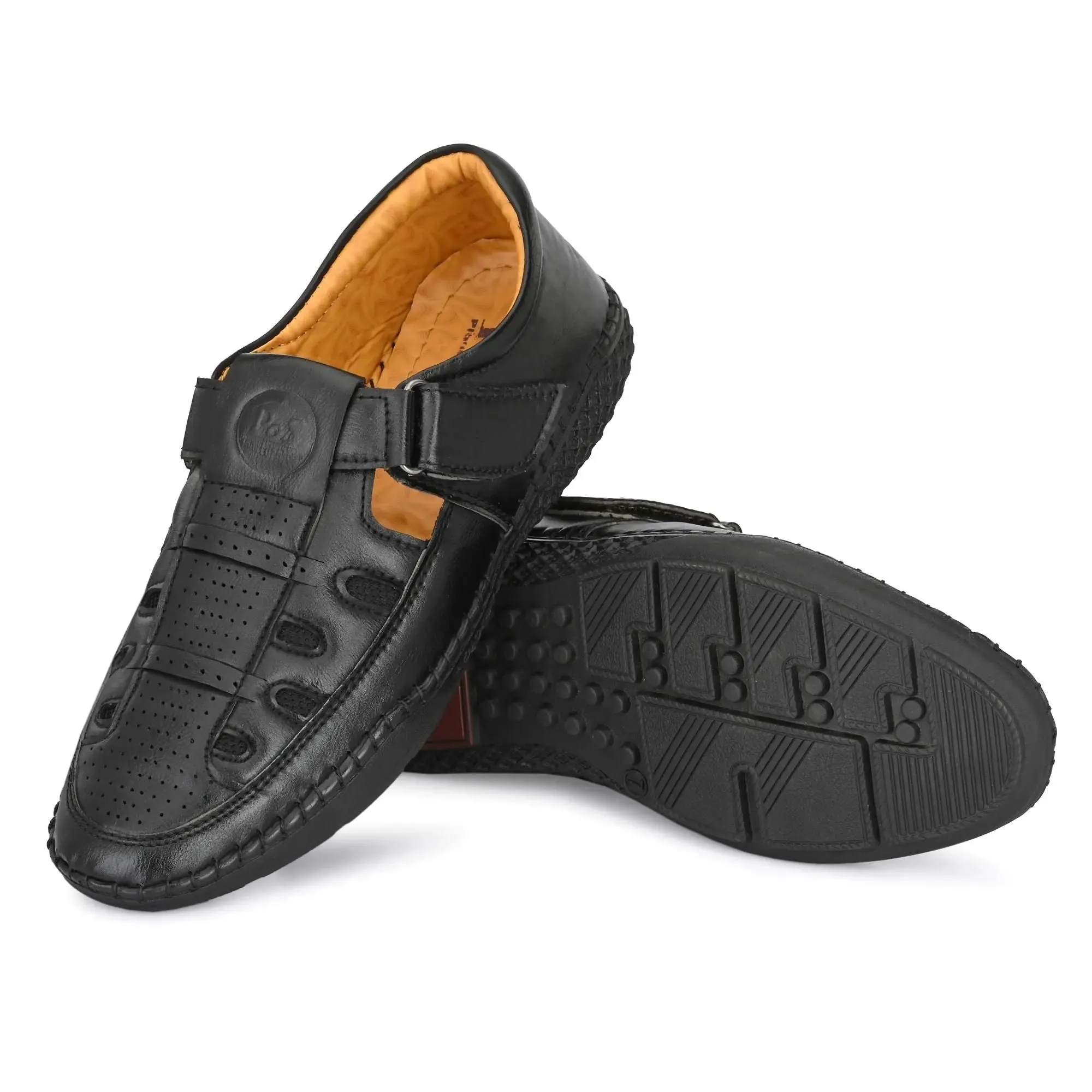 Sandals - Men's Synthetic Leather Black Sandal