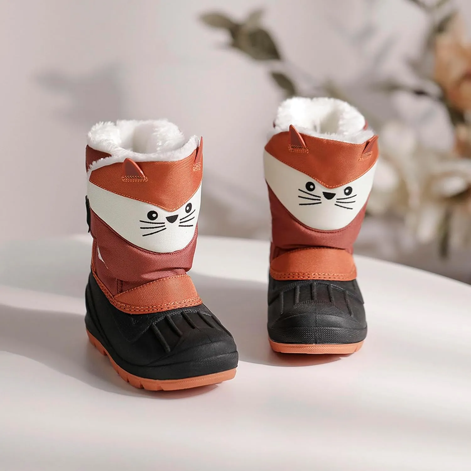 SECHRITE Toddler Kids Snow Boots Winter Boots Waterproof Outdoors Cartoon Animal Pattern Booties for Boys Girls - Toddler/Little Kid