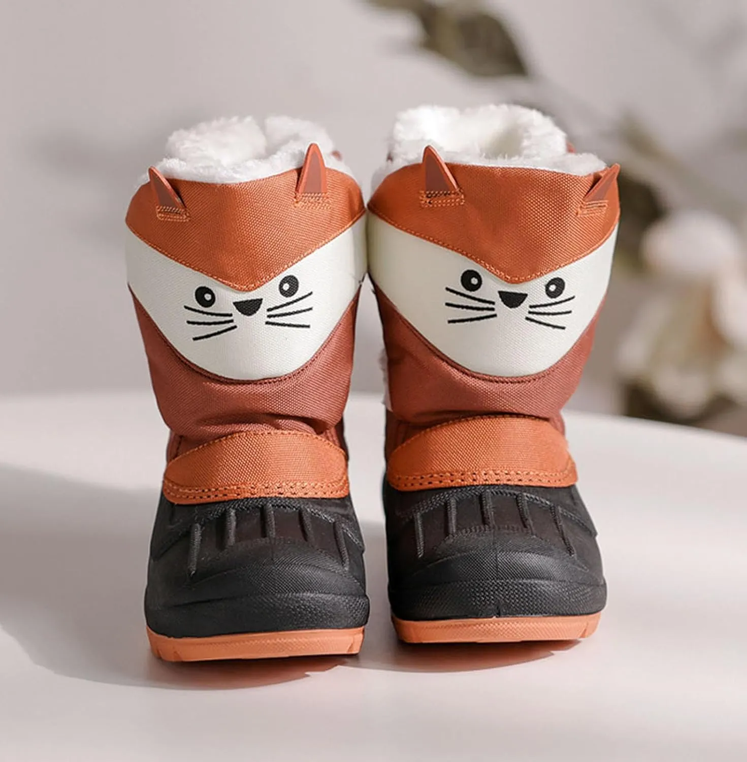 SECHRITE Toddler Kids Snow Boots Winter Boots Waterproof Outdoors Cartoon Animal Pattern Booties for Boys Girls - Toddler/Little Kid