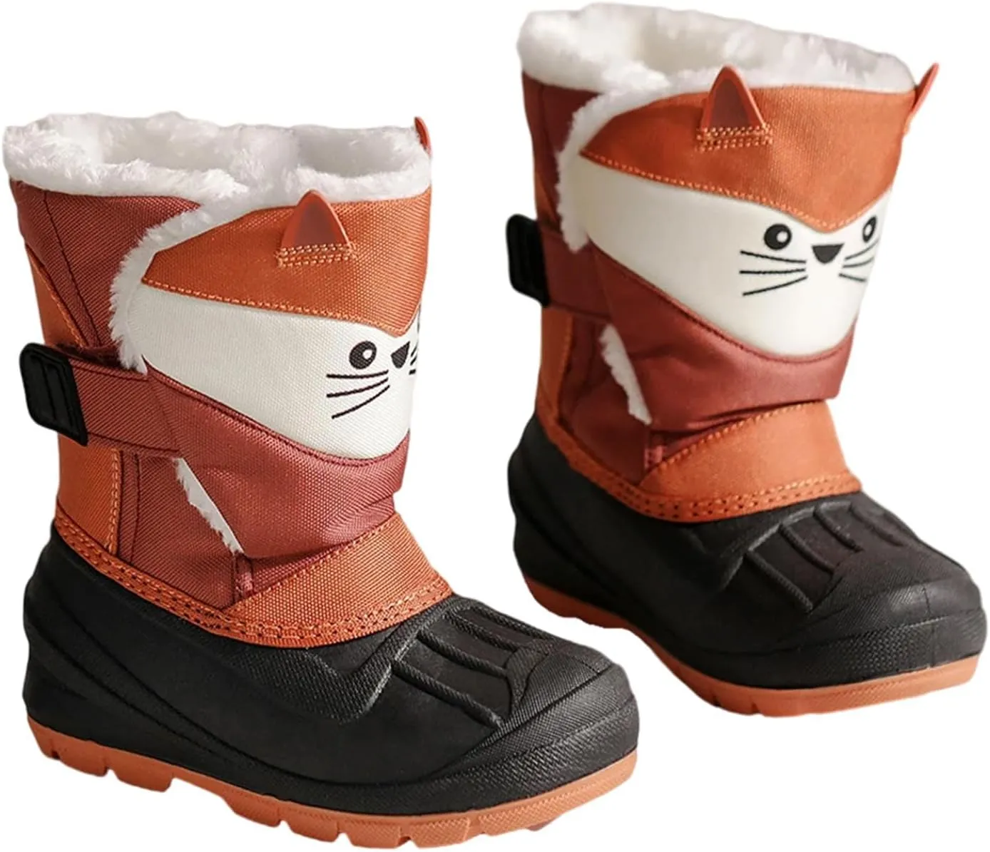 SECHRITE Toddler Kids Snow Boots Winter Boots Waterproof Outdoors Cartoon Animal Pattern Booties for Boys Girls - Toddler/Little Kid