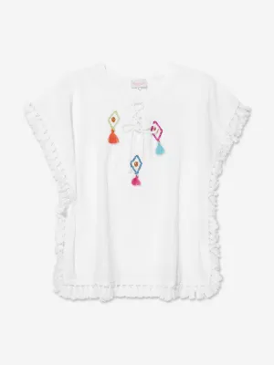 Selini Action Girls Tassel Kaftan in White