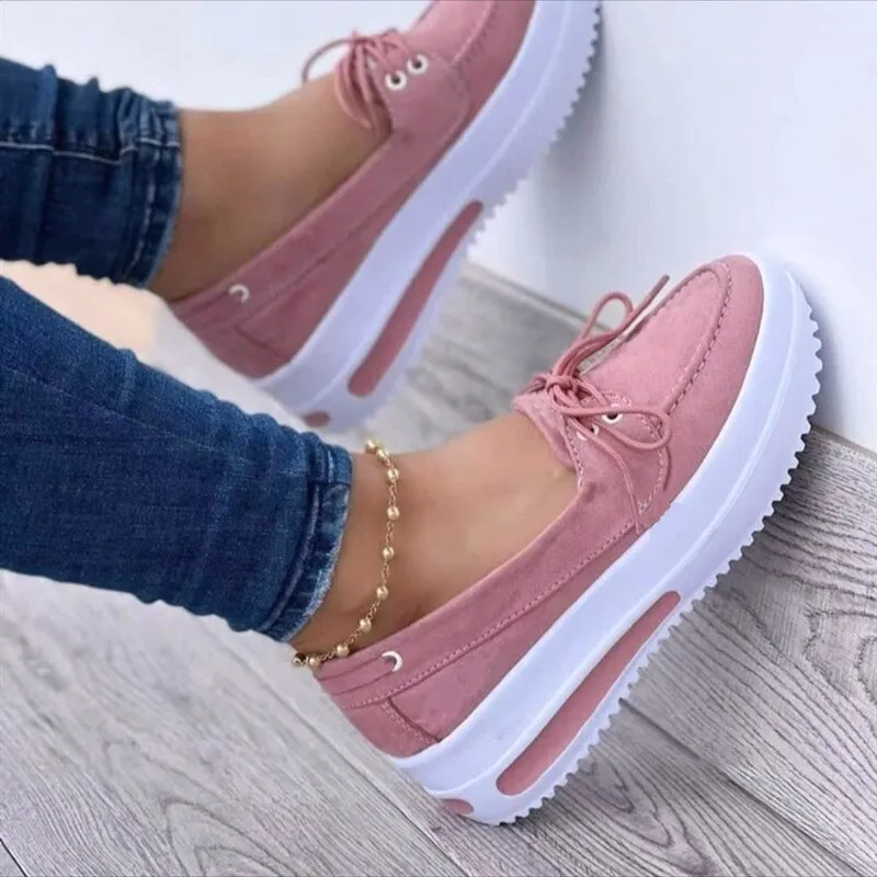Shoes Women's Summer Platform Sport Casual Shoes Lace-up Flats Plus Size 43 Comfort Non Slip Women Loafers Vulcanize Shoes