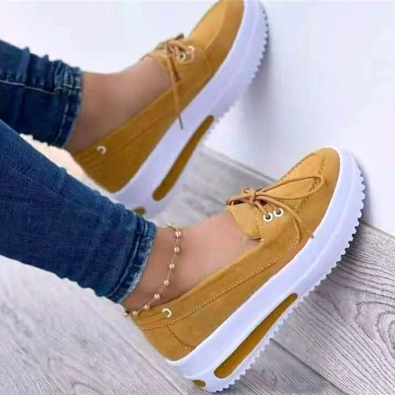 Shoes Women's Summer Platform Sport Casual Shoes Lace-up Flats Plus Size 43 Comfort Non Slip Women Loafers Vulcanize Shoes