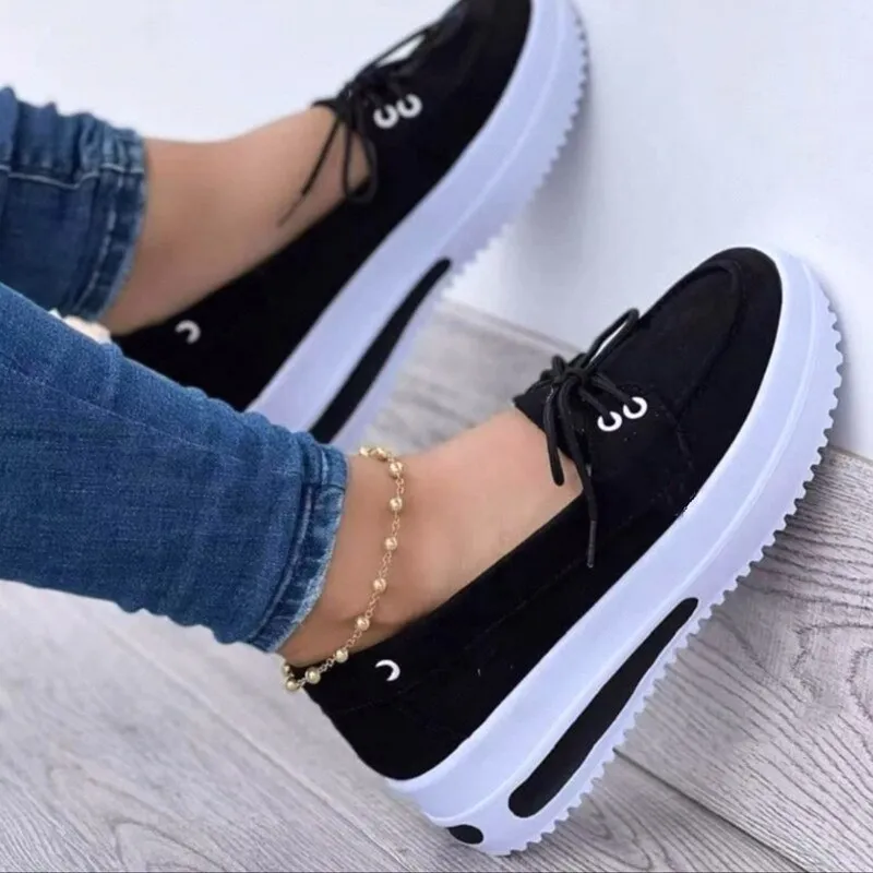 Shoes Women's Summer Platform Sport Casual Shoes Lace-up Flats Plus Size 43 Comfort Non Slip Women Loafers Vulcanize Shoes