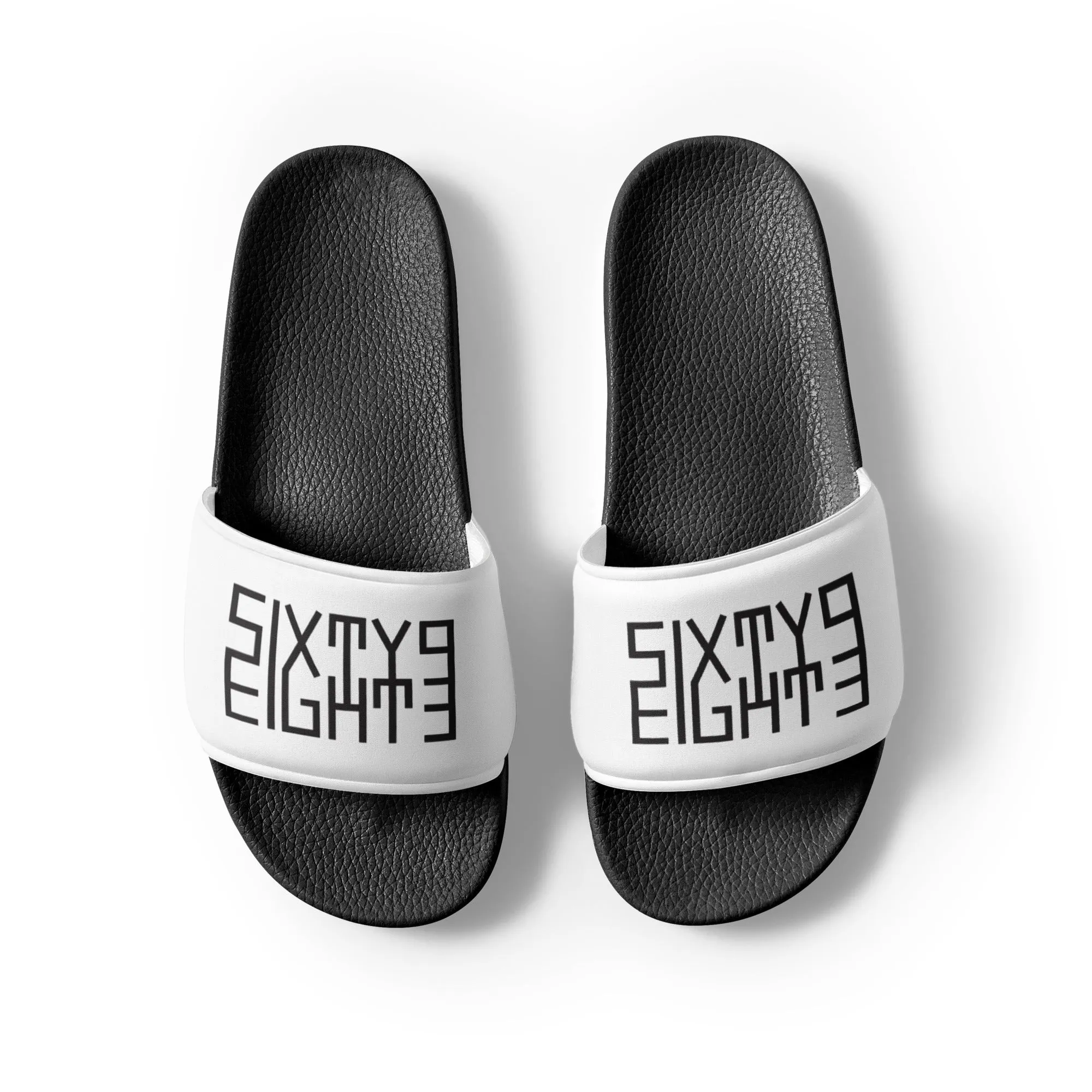Sixty Eight 93 Logo Black & White Women's Slides