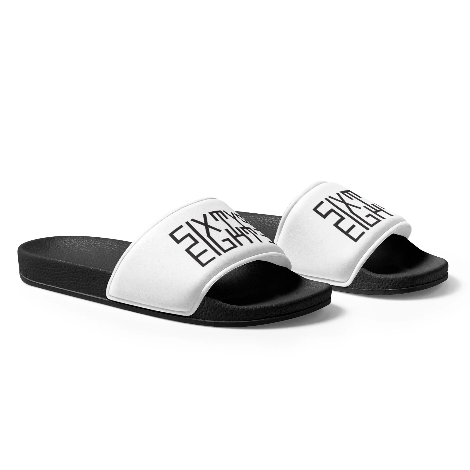 Sixty Eight 93 Logo Black & White Women's Slides