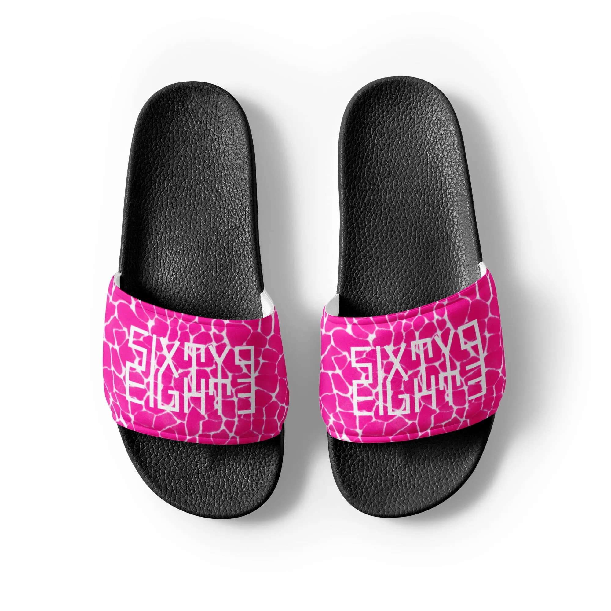 Sixty Eight 93 Logo White Boa Fuchsia Crème Women's Slides