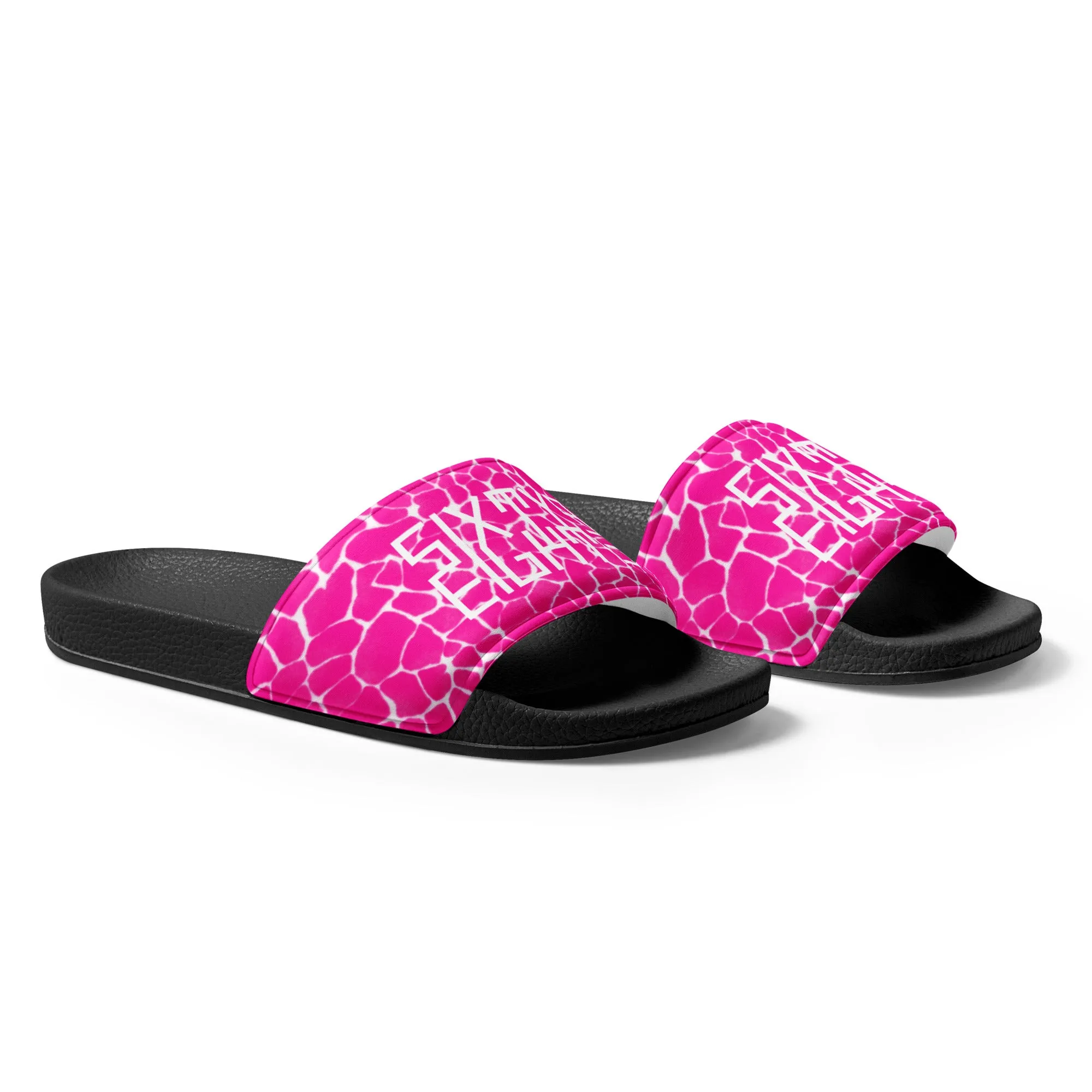 Sixty Eight 93 Logo White Boa Fuchsia Crème Women's Slides