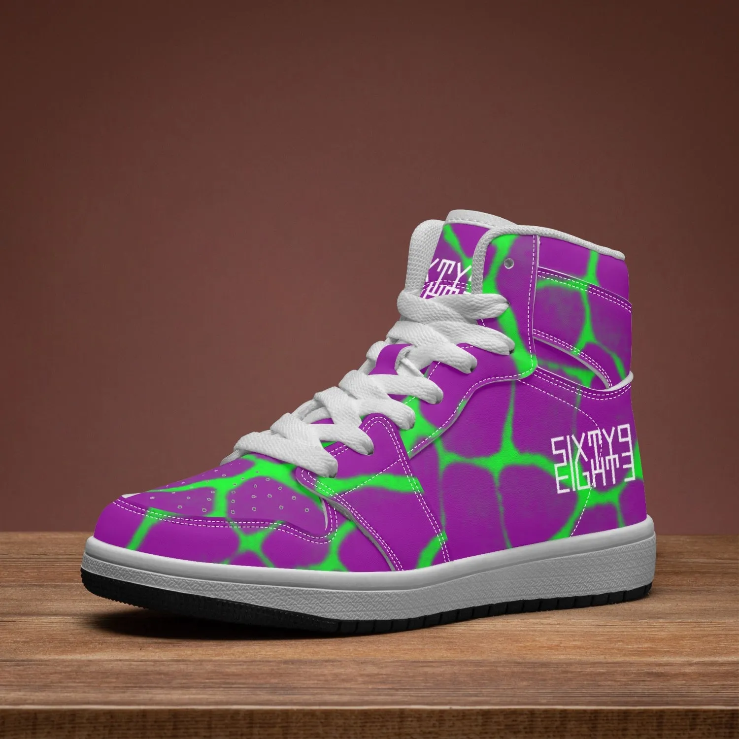 Sixty Eight 93 Logo White Boa Purple Lime Kid High-Top Shoes