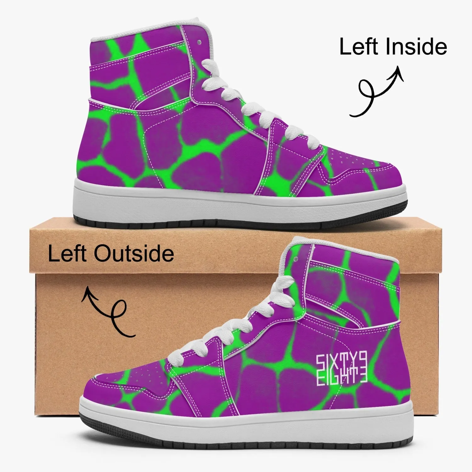 Sixty Eight 93 Logo White Boa Purple Lime Kid High-Top Shoes