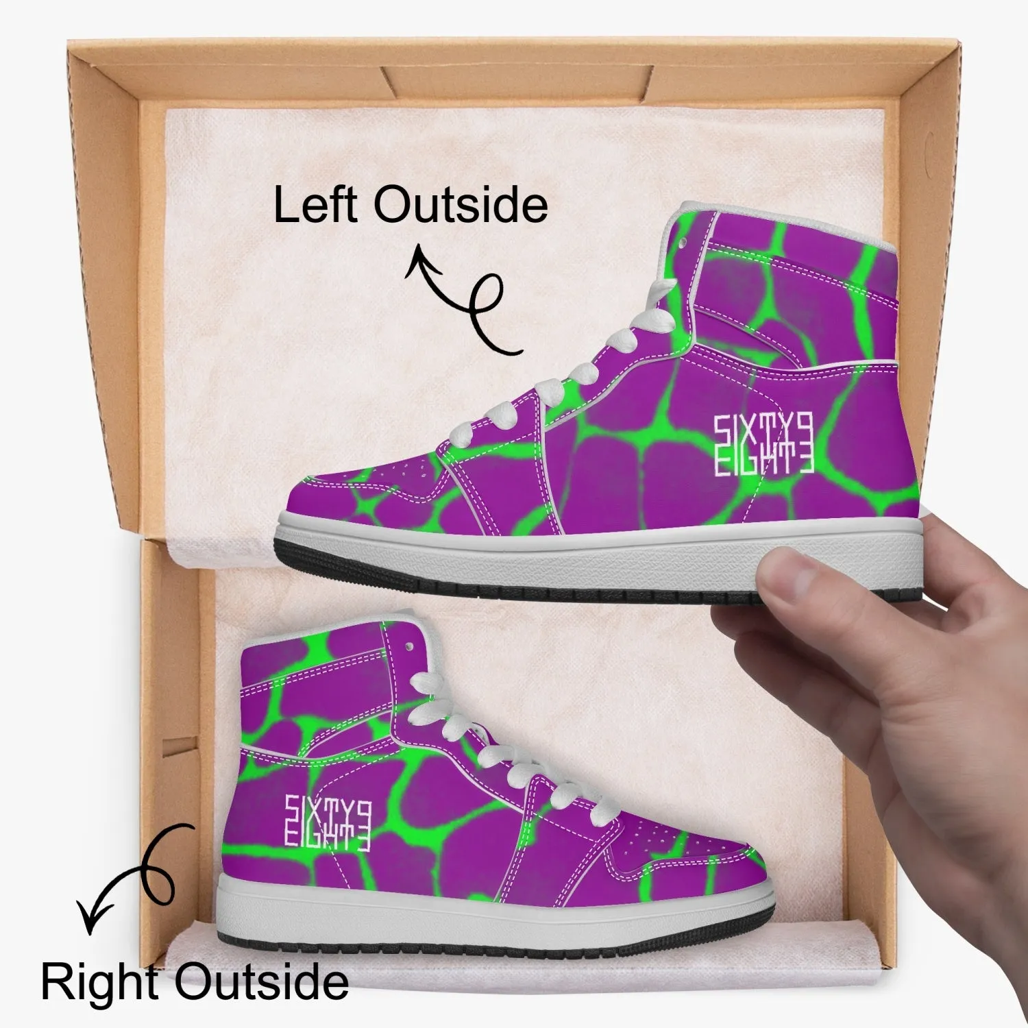 Sixty Eight 93 Logo White Boa Purple Lime Kid High-Top Shoes