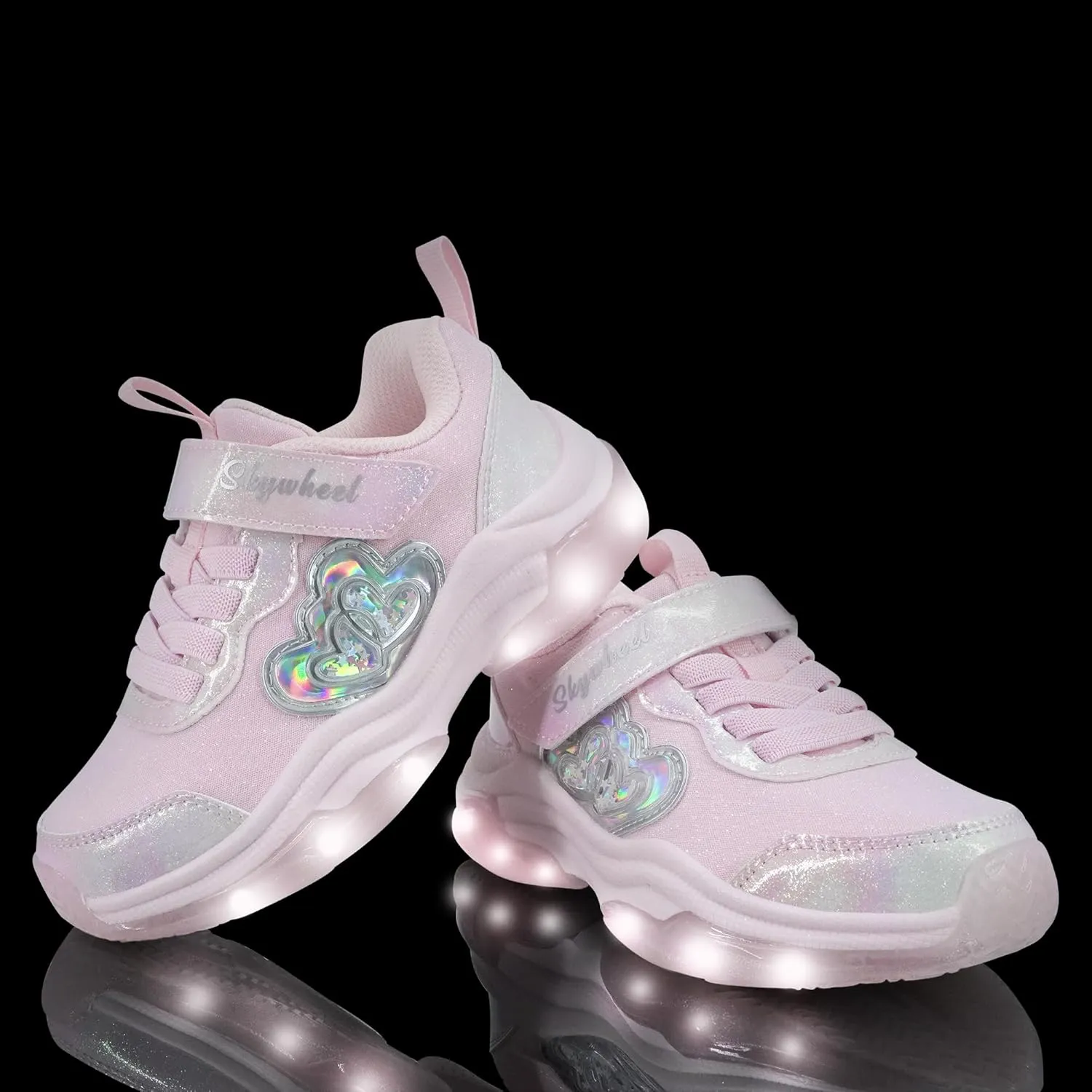 SKYWHEEL Kids Shoes for Girls Light Up Shoes with Switch Tennis Running Athletic Sneaker Little Girls Footwear