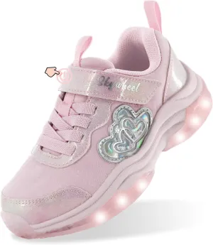 SKYWHEEL Kids Shoes for Girls Light Up Shoes with Switch Tennis Running Athletic Sneaker Little Girls Footwear