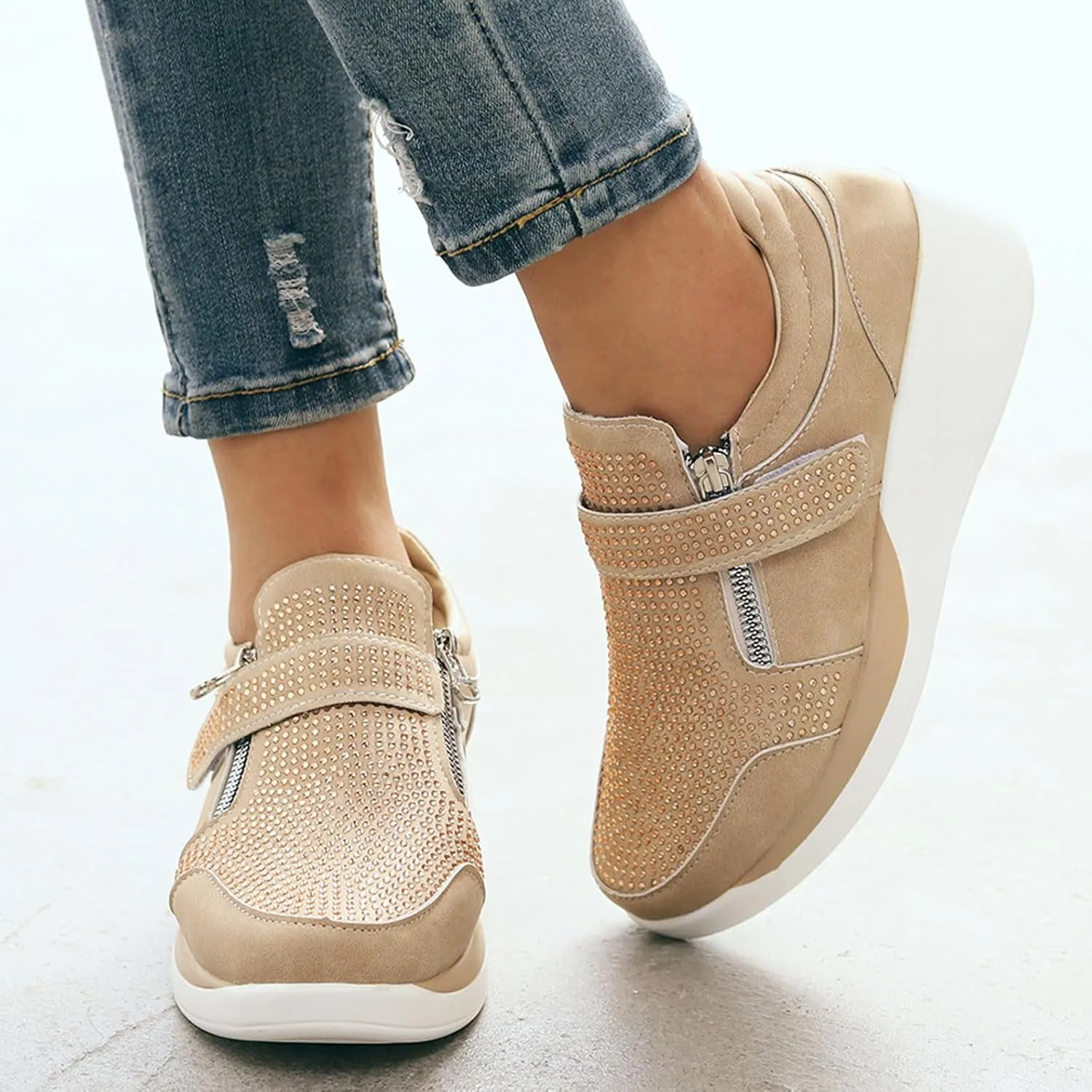 Sneaker Loafers Women Fashion Platform Comfortable Walking Shoes Lightweight Thick Rocking Bottom Shoe Footwear