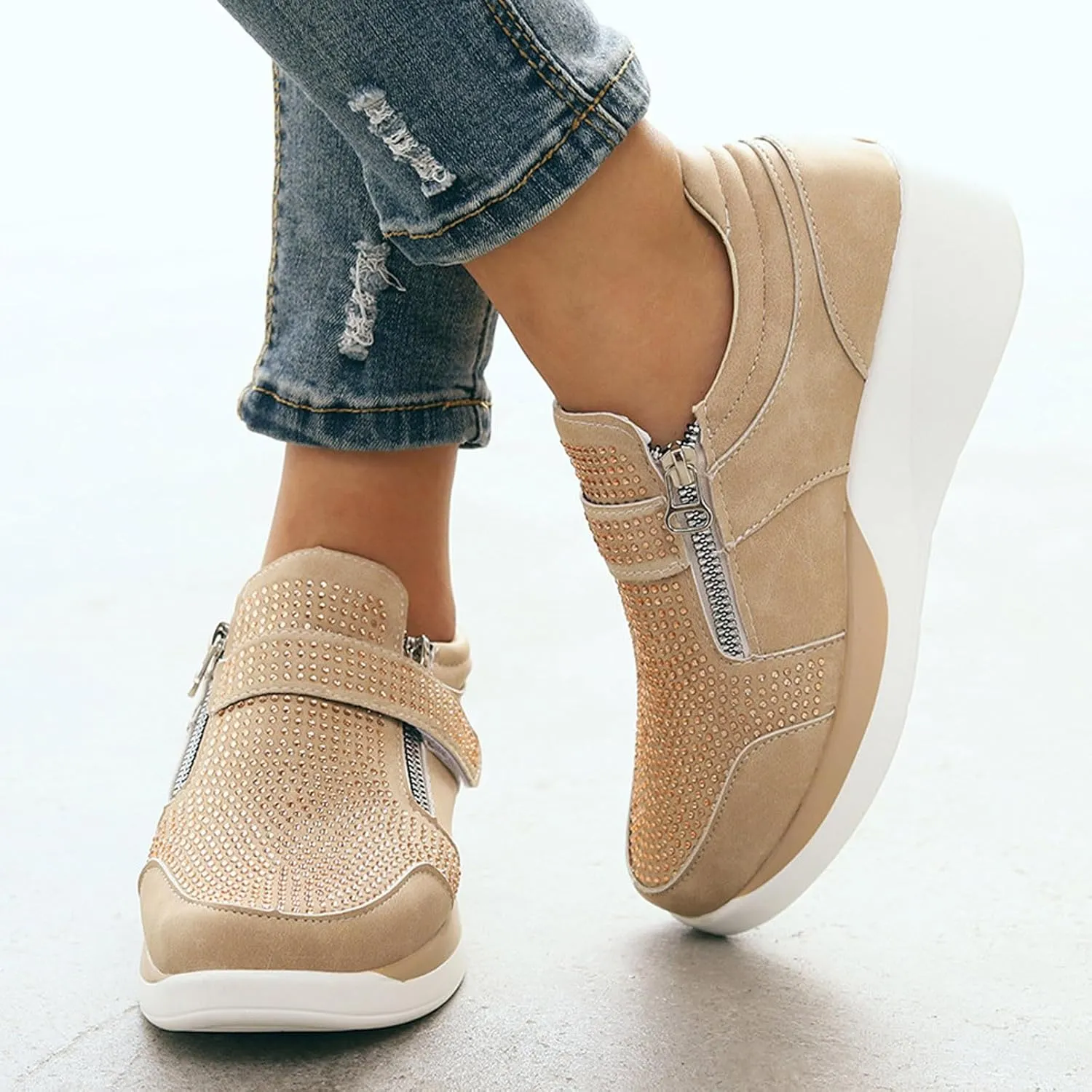 Sneaker Loafers Women Fashion Platform Comfortable Walking Shoes Lightweight Thick Rocking Bottom Shoe Footwear