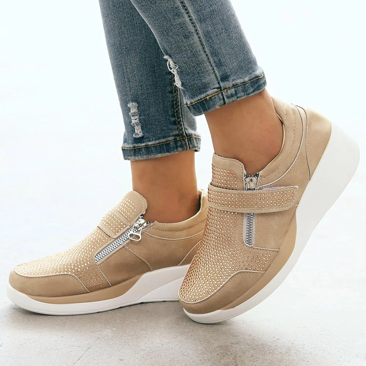 Sneaker Loafers Women Fashion Platform Comfortable Walking Shoes Lightweight Thick Rocking Bottom Shoe Footwear