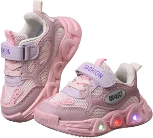 Sneakers for Girls Casual Baby Soft Walking Shoes Kids Baby Girls LED Light Up Luminous Running Sport Shoes Mesh Sneakers