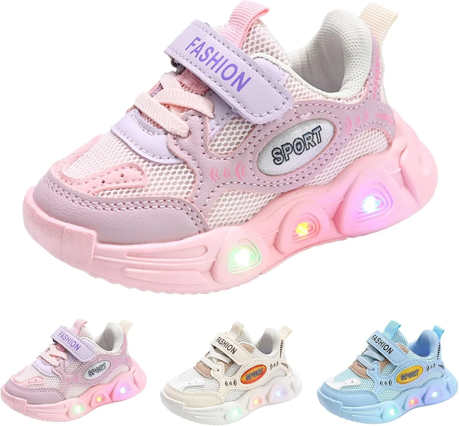 Sneakers for Girls Casual Baby Soft Walking Shoes Kids Baby Girls LED Light Up Luminous Running Sport Shoes Mesh Sneakers