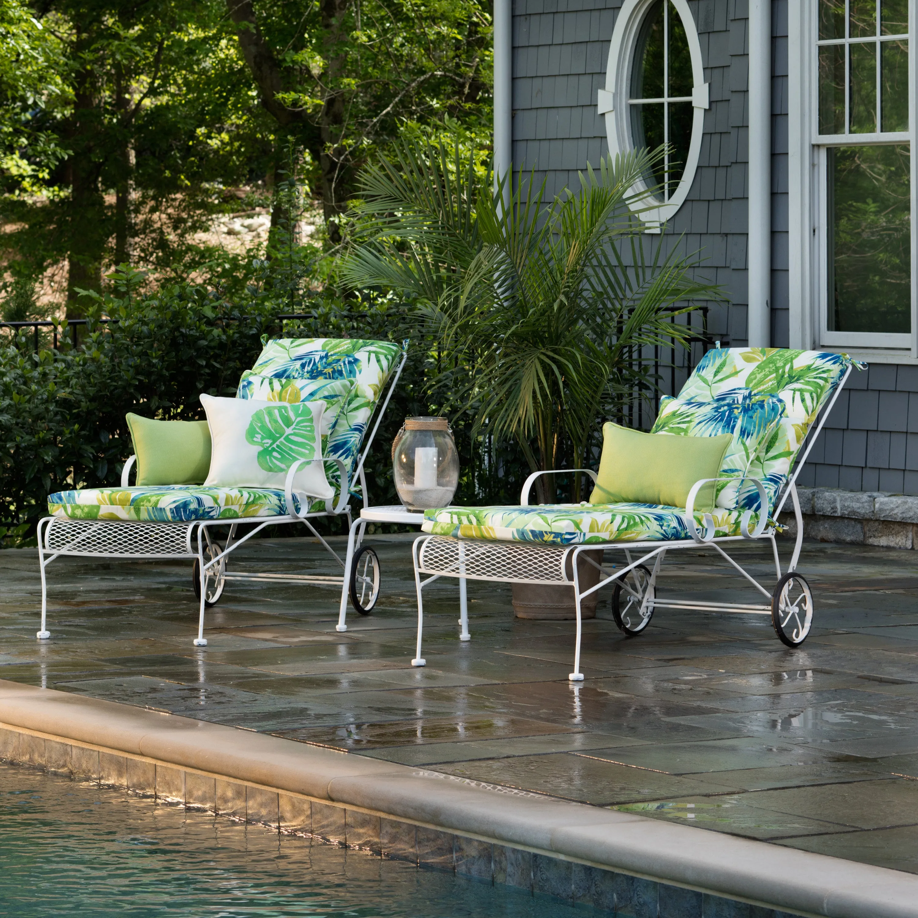 Soleil Blue/Green Squared Corners Chair Cushion