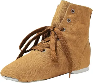 Split Sole Jazz Boots High Top Lace up Leather Canvas Dancing Shoes for Girls Boys (Toddler/Little Kid/Big Kid)
