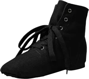 Split Sole Jazz Boots High Top Lace up Leather Canvas Dancing Shoes for Girls Boys (Toddler/Little Kid/Big Kid)