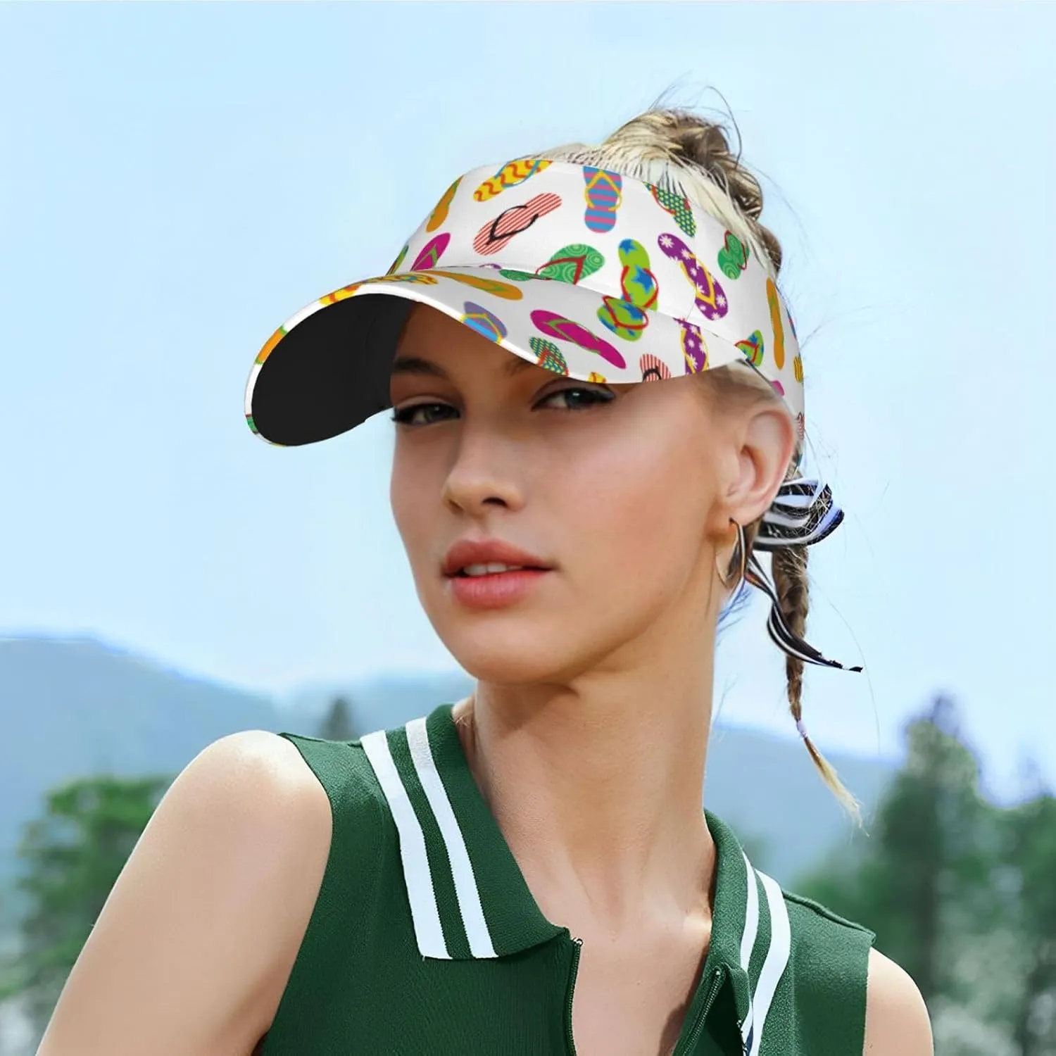 Sports Sun Visor Hats Adjustable Men Women Lightweight Packable Cooling Empty Top Visor Hat for Running, Tennis, Golf