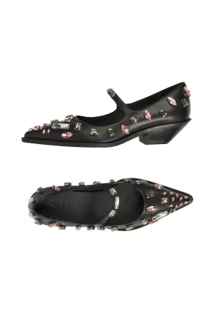 STINE GOYA MARY JANE BLACK EMBELLISHED SHOES SG-F0222331 125