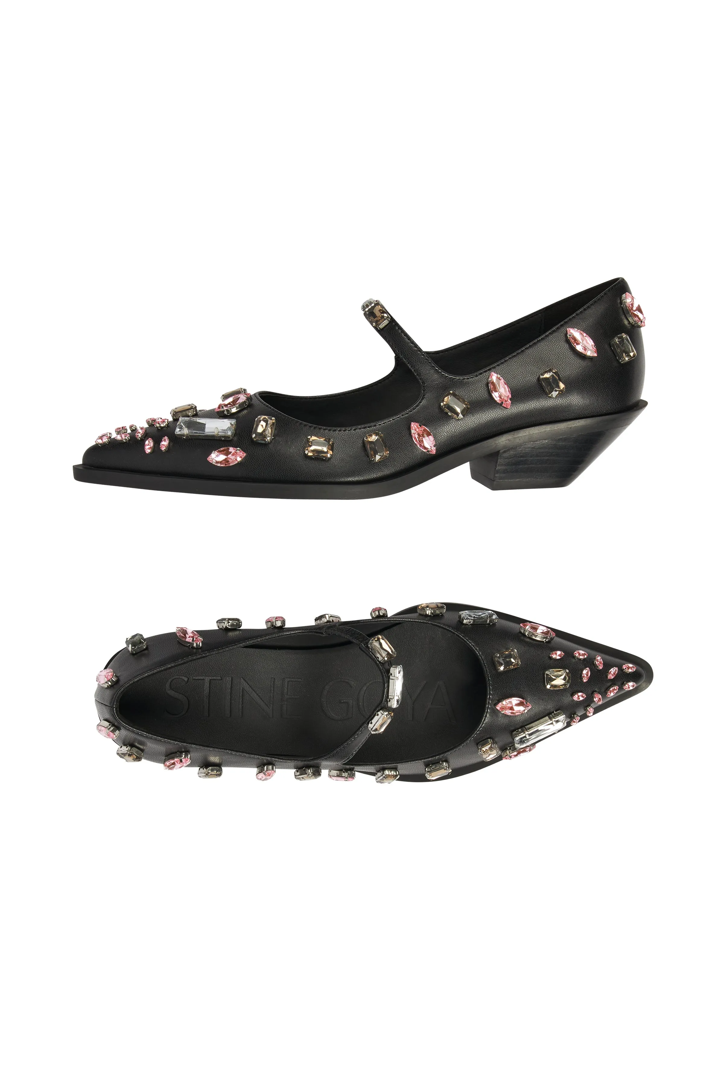 STINE GOYA MARY JANE BLACK EMBELLISHED SHOES SG-F0222331 125