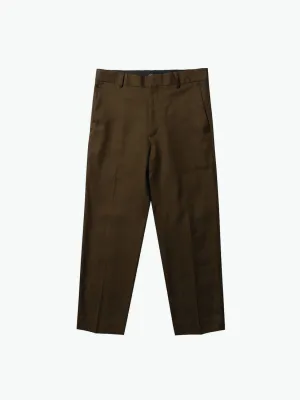 Tan Tapered Cropped Virgin Wool Blend Trousers