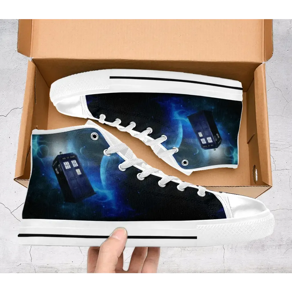 Tardis Doctor Who Shoes High Top Sneakers for Kids and Adults