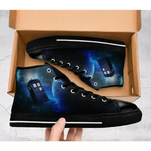 Tardis Doctor Who Shoes High Top Sneakers for Kids and Adults