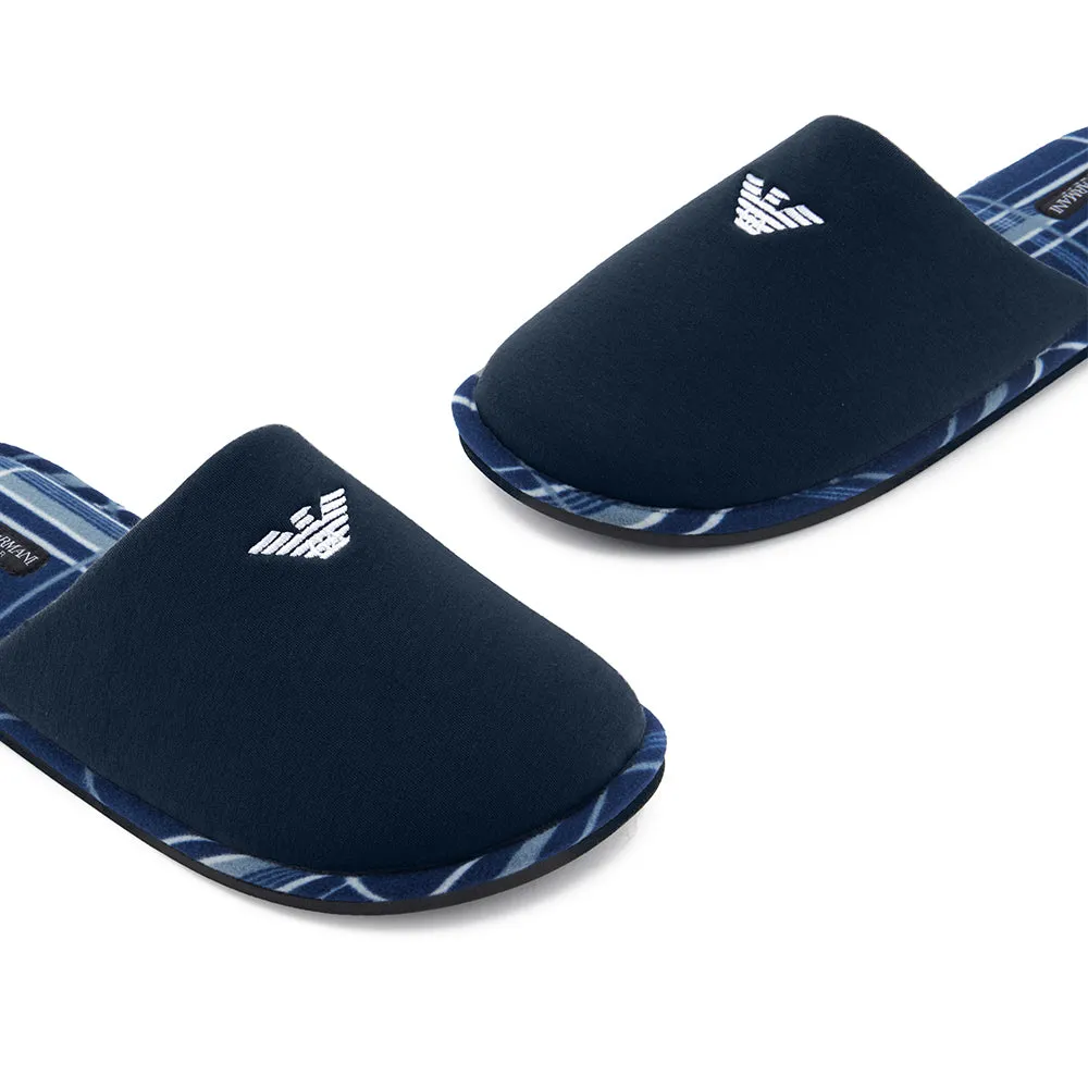 Tartan Slippers, Navy