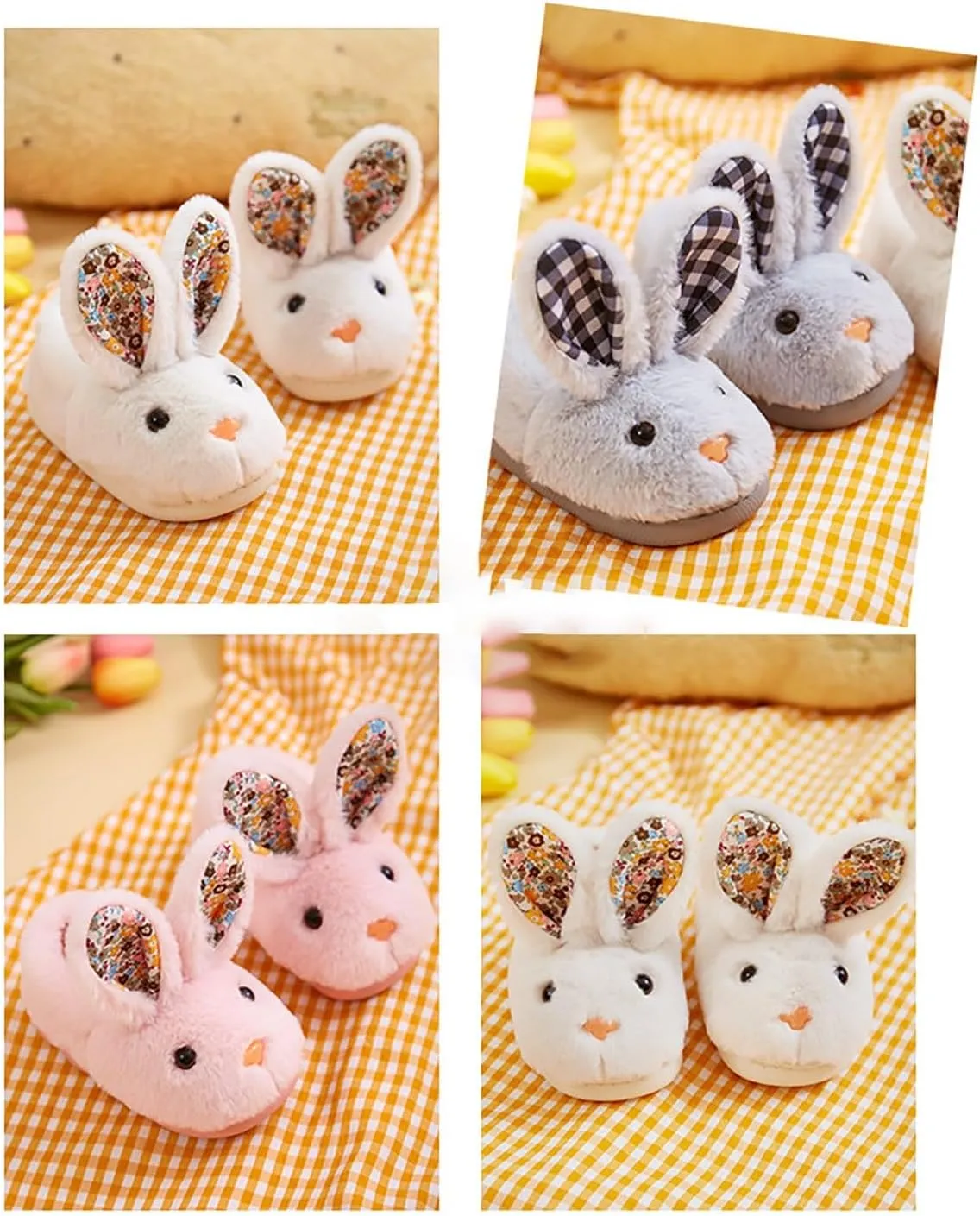 Toddler Bunny Fuzzy Slippers for Girls Boys Warm House Shoes for Kids Winter Home Slippers Indoor Non Slip Slippers