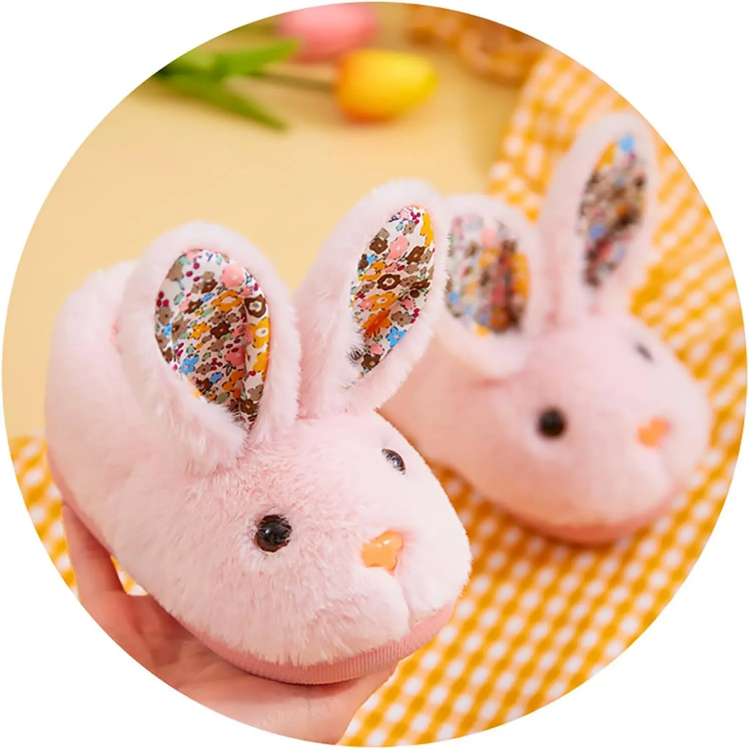 Toddler Bunny Fuzzy Slippers for Girls Boys Warm House Shoes for Kids Winter Home Slippers Indoor Non Slip Slippers