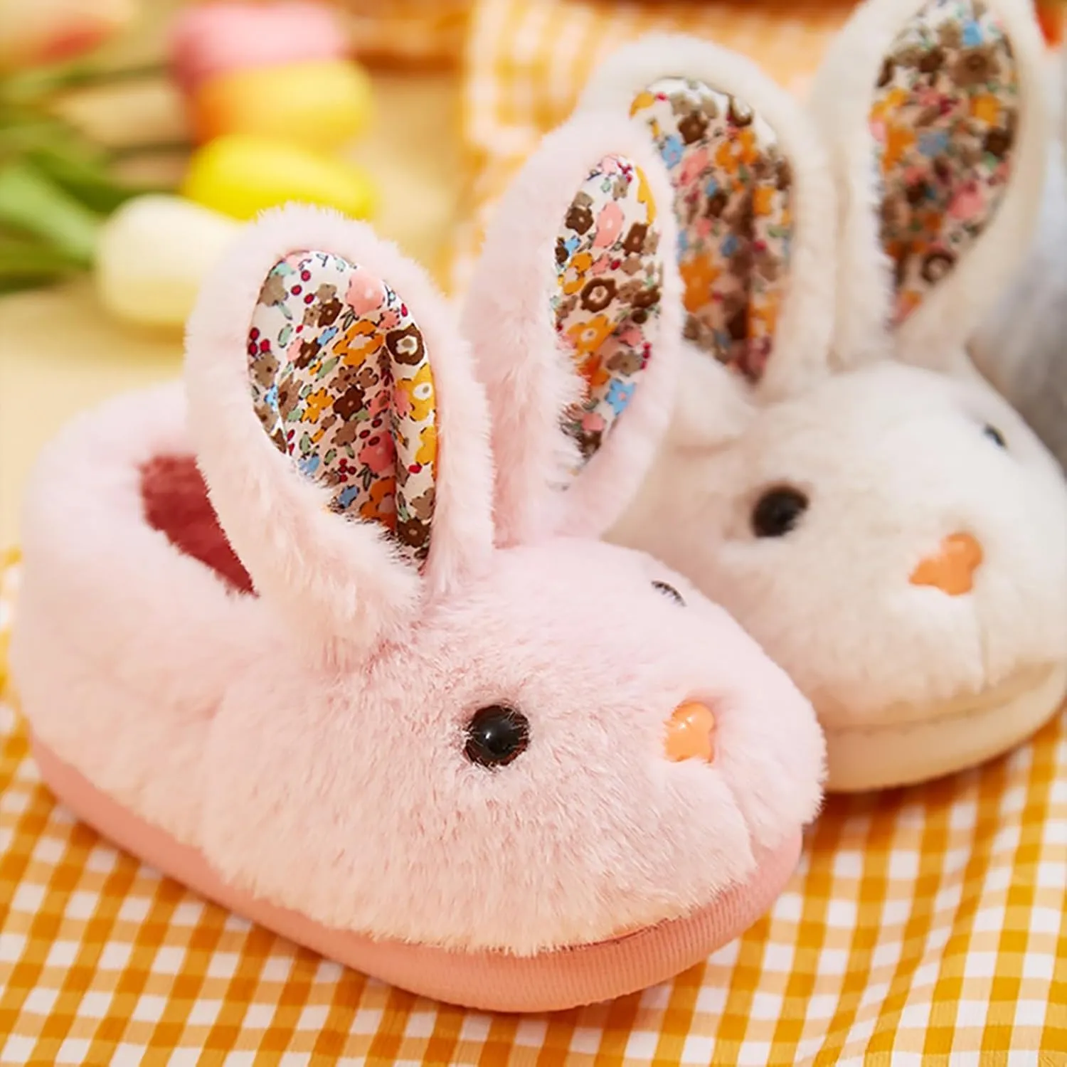 Toddler Bunny Fuzzy Slippers for Girls Boys Warm House Shoes for Kids Winter Home Slippers Indoor Non Slip Slippers