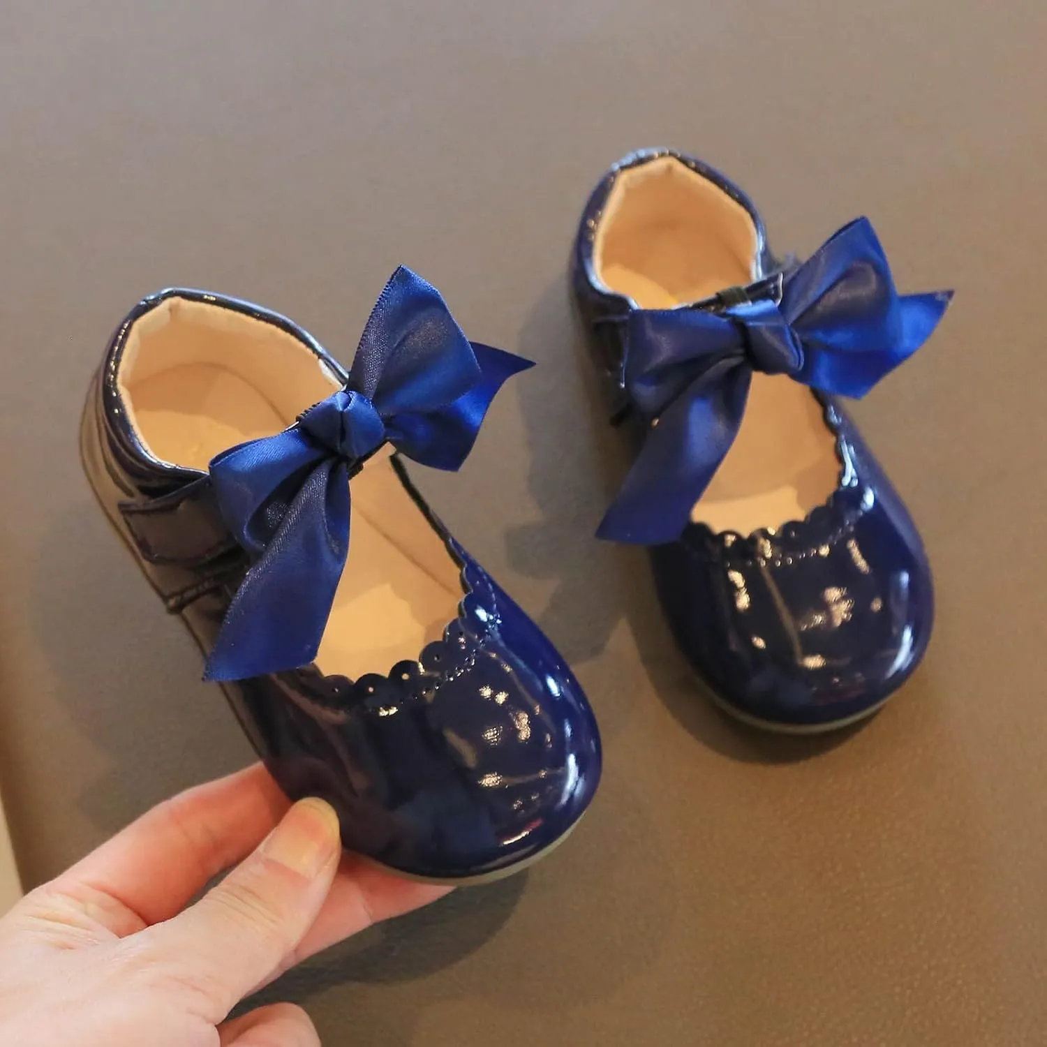 Toddler Flower Girl Dress Shoes Patent Bow Mary Jane Ballet Flats Wedding Party School Shoes Baby Church Shoes