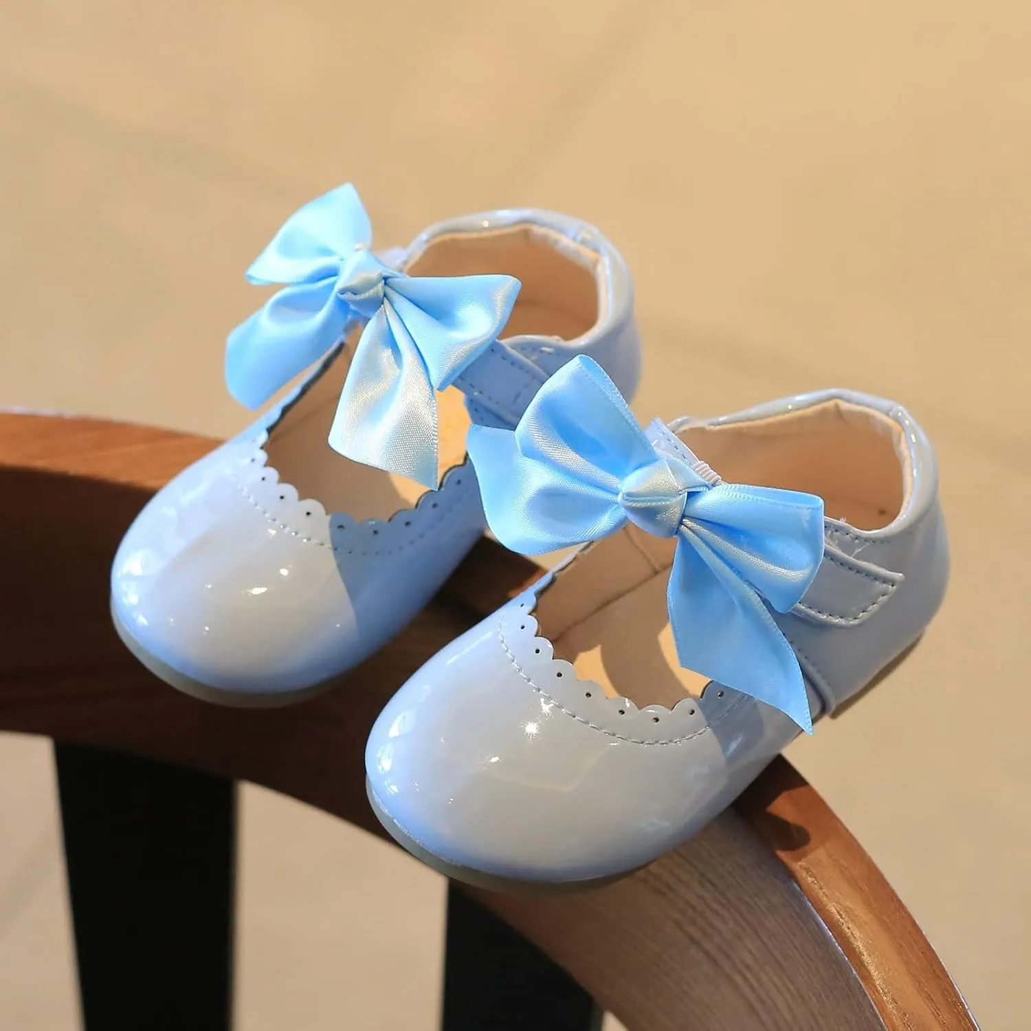 Toddler Flower Girl Dress Shoes Patent Bow Mary Jane Ballet Flats Wedding Party School Shoes Baby Church Shoes