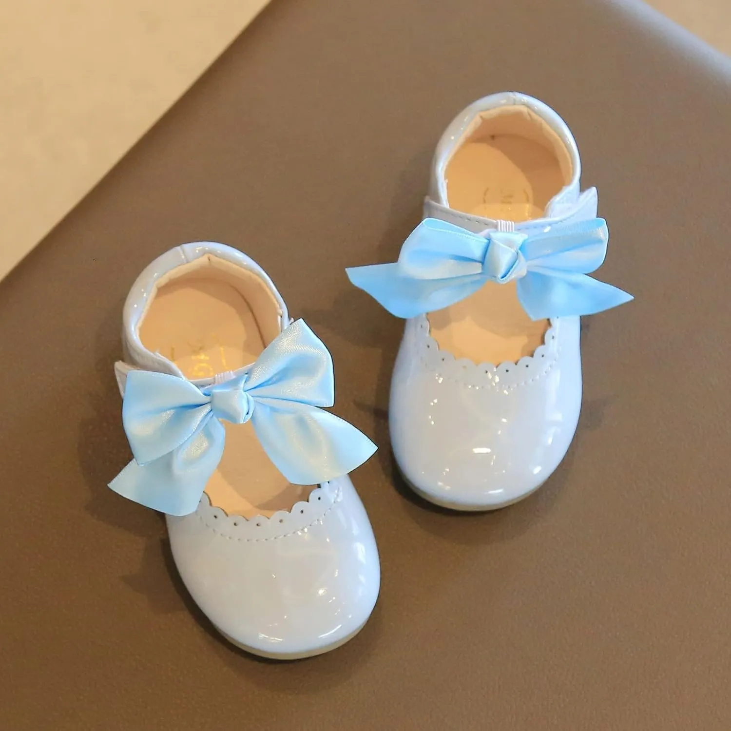 Toddler Flower Girl Dress Shoes Patent Bow Mary Jane Ballet Flats Wedding Party School Shoes Baby Church Shoes