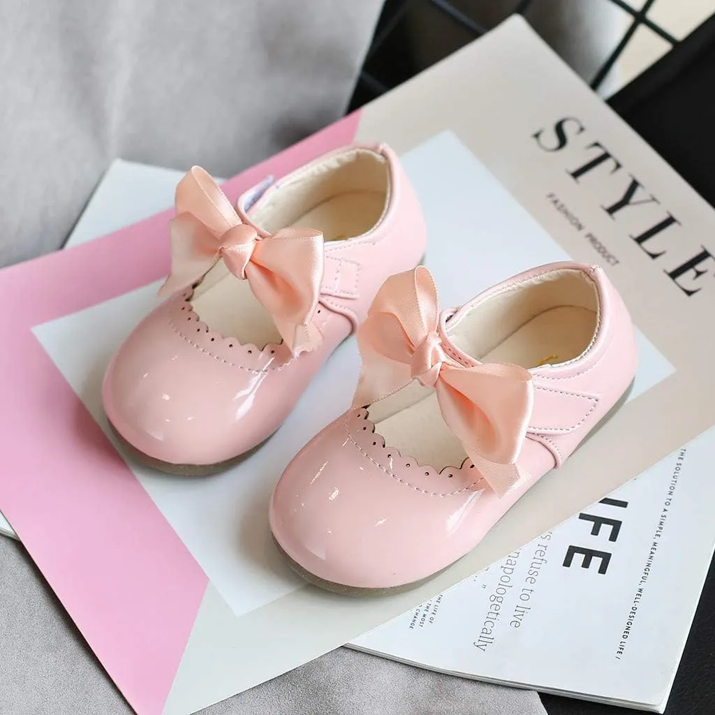 Toddler Flower Girl Dress Shoes Patent Bow Mary Jane Ballet Flats Wedding Party School Shoes Baby Church Shoes