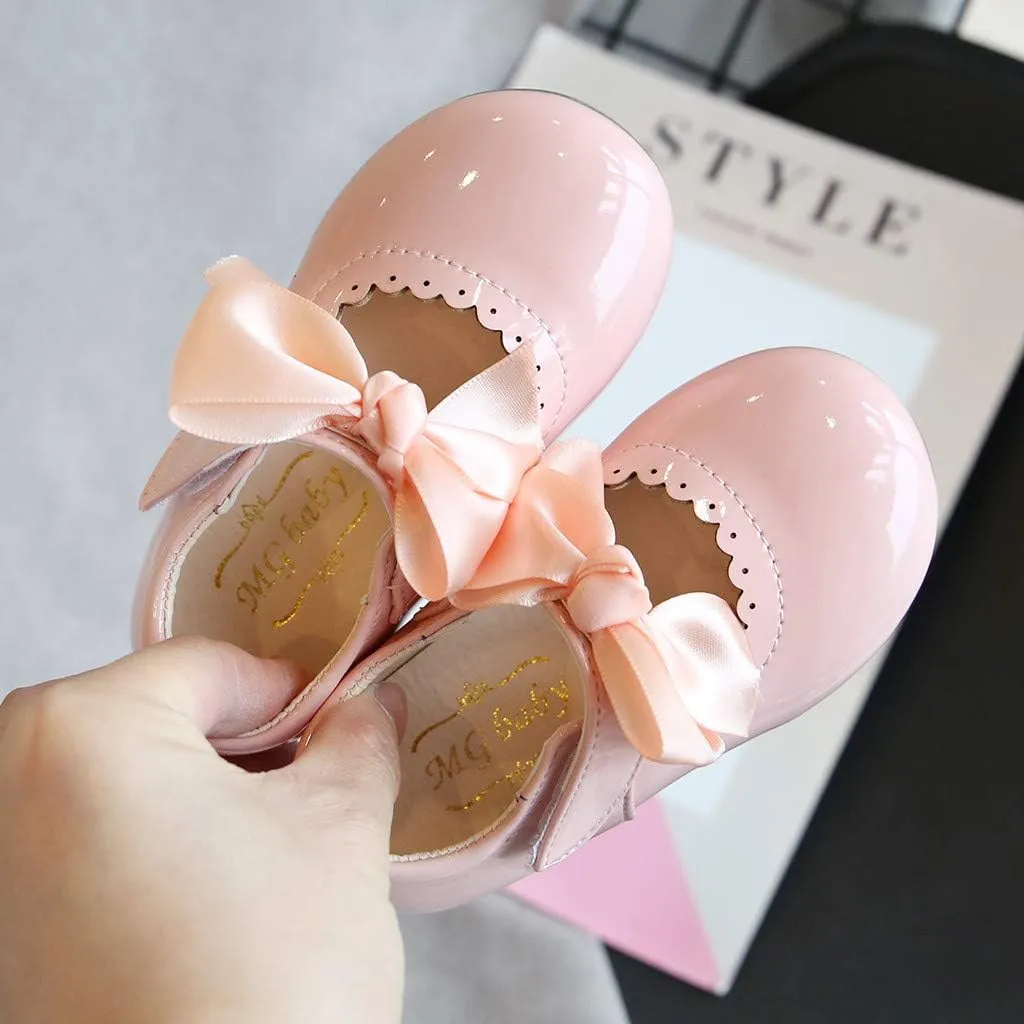 Toddler Flower Girl Dress Shoes Patent Bow Mary Jane Ballet Flats Wedding Party School Shoes Baby Church Shoes