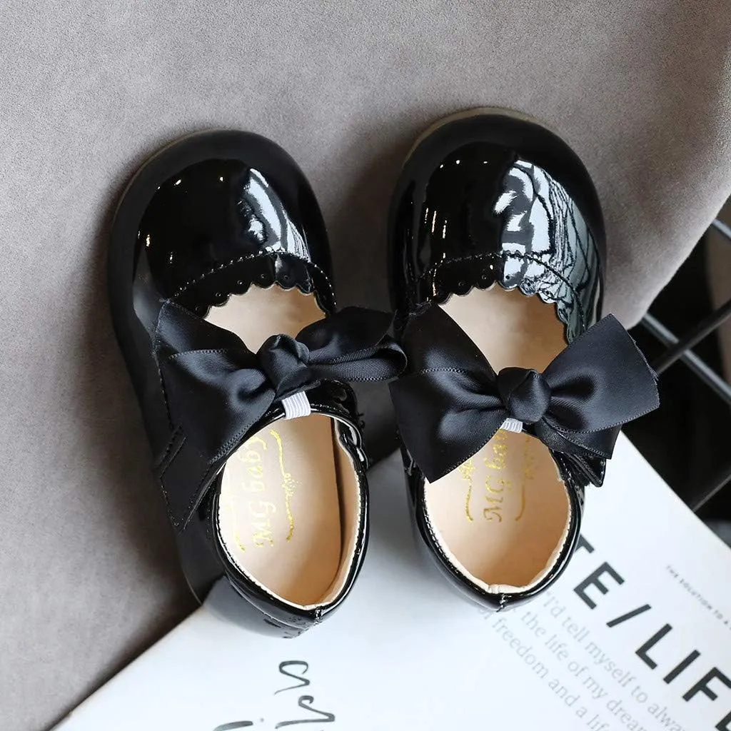 Toddler Flower Girl Dress Shoes Patent Bow Mary Jane Ballet Flats Wedding Party School Shoes Baby Church Shoes