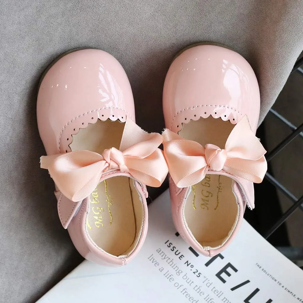 Toddler Flower Girl Dress Shoes Patent Bow Mary Jane Ballet Flats Wedding Party School Shoes Baby Church Shoes